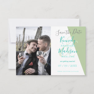 Save The Date Mariage minimaliste magnifique géométrique vert ci