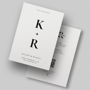 Save The Date Mariage minimaliste moderne blanc et propre monogr