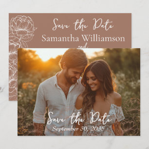 Save The Date Mariage minimaliste moderne Boho Mocha Mousse