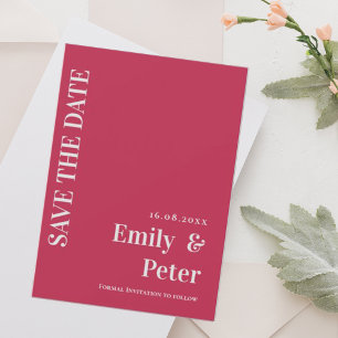 Save The Date Mariage minimaliste moderne contemporain Magenta