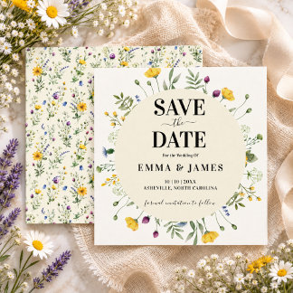 Save The Date Mariage minimaliste moderne de prairie fleurie sau