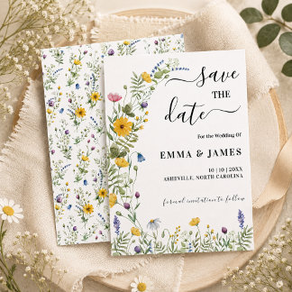 Save The Date Mariage minimaliste moderne de prairie fleurie sau