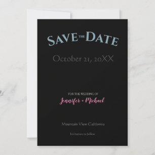 Save The Date Mariage Minimaliste Moderne Élégant Noir