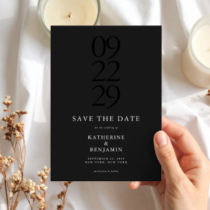Save The Date Mariage minimaliste moderne Matte Black