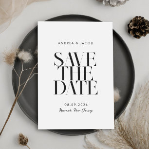 Save The Date Mariage minimaliste moderne noir et blanc