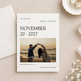 Save The Date Mariage Minimaliste Moderne Photo Enregistrez La D