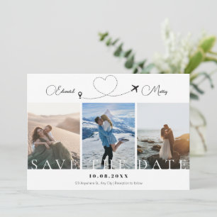 Save The Date Mariage minimaliste moderne photo voyage monde