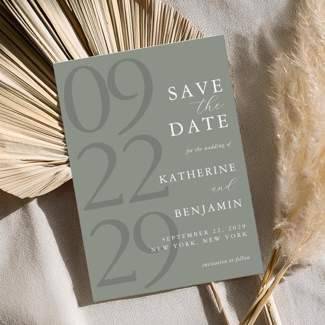 Save The Date Mariage minimaliste moderne Sage Green (Créateur téléchargé)
