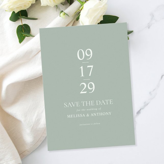 Save The Date Mariage minimaliste moderne Sage Green (Créateur téléchargé)