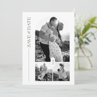 Save The Date Mariage Minimaliste Multi Photo en Arche