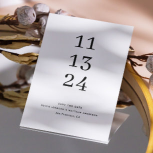 Save The Date Mariage Minimaliste Noir & Blanc   Grande Date