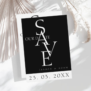 Save The Date Mariage Minimaliste Noir Blanc Typographie Simple