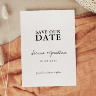 Save The Date Mariage minimaliste noir et blanc