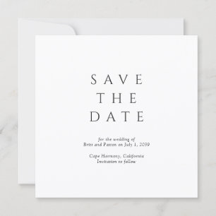 Save The Date Mariage Minimaliste Noir et Blanc Moderne