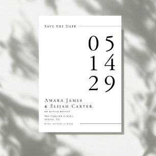 Save The Date Mariage minimaliste noir et blanc moderne