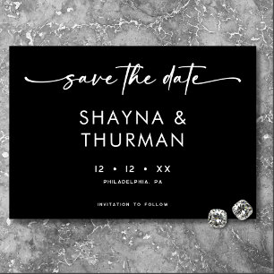 Save The Date Mariage minimaliste noir moderne