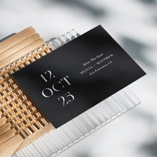 Save The Date Mariage Minimaliste Noir   Photo Typographie Moder