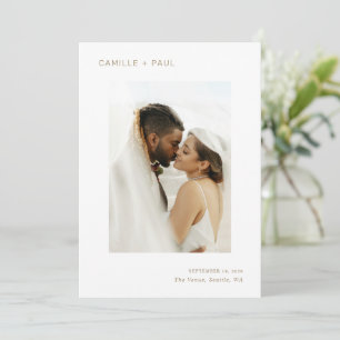 Save The Date Mariage Minimaliste Photo Or Élégant