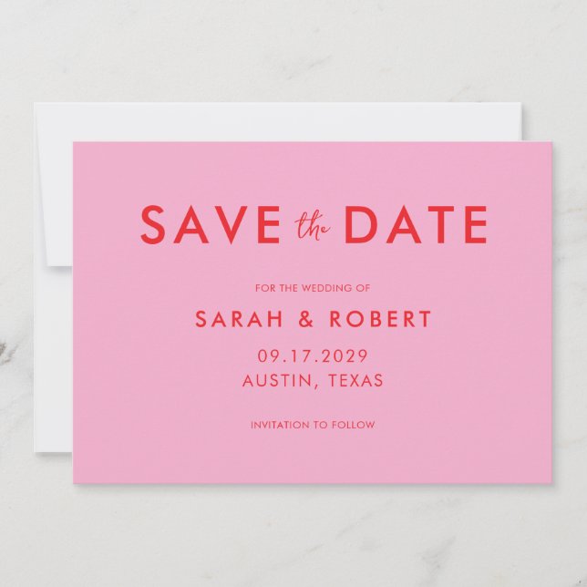 Save The Date Mariage minimaliste rose rose moderne (Devant)