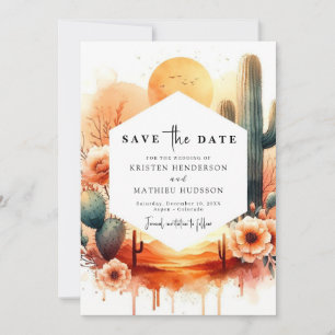 Save The Date Mariage minimaliste rustique Cactus