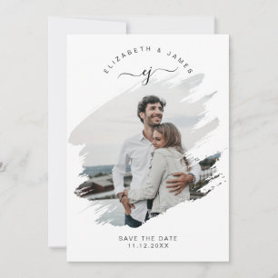 Save The Date Mariage Minimaliste Rustique Simple Monogramme Scr