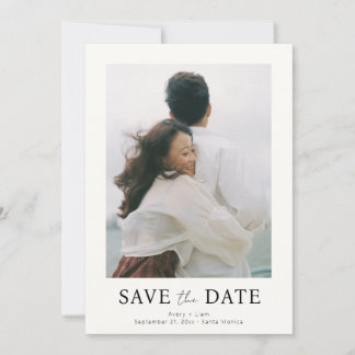 Save The Date Mariage Minimaliste Simple Élégant Texte et Photo