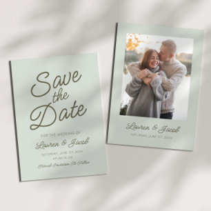 Save The Date Mariage minimaliste vert moderne