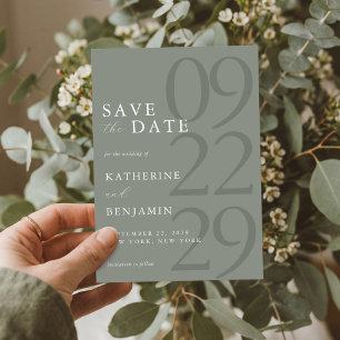 Save The Date Mariage minimaliste vert sauge moderne