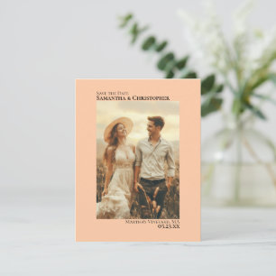 Save The Date Mariage minimaliste vertical photo corail pêche
