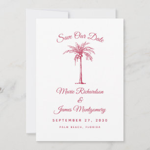 Save The Date Mariage moderne à la plage magenta, Enregistrez la