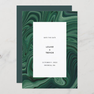 Save The Date Mariage moderne Abstrait Emerald Green Agate