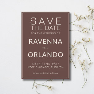 Save The Date Mariage Moderne Argent Ancien Ivoire Chocolat