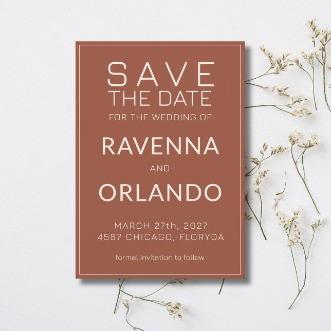Save The Date Mariage Moderne Argent Terracotta (Créateur téléchargé)