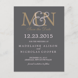 Save The Date Mariage moderne au charbon de bois personnalisé en