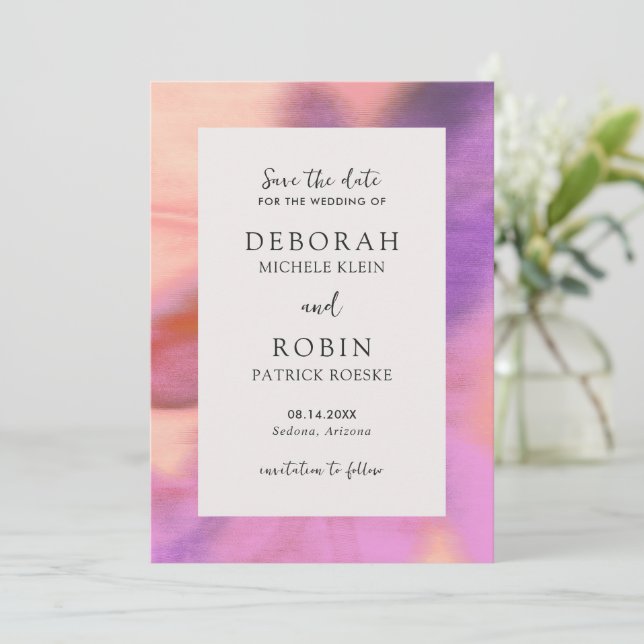 Save The Date Mariage Moderne Audacieux Vibrant (Debout devant)
