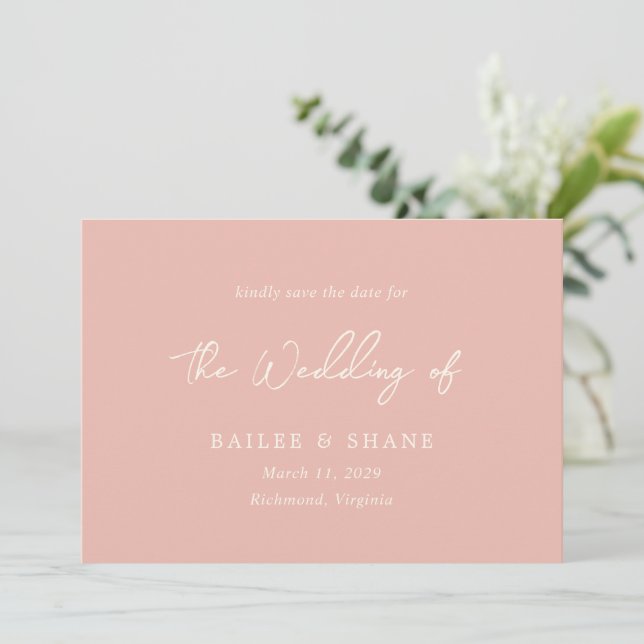 Save The Date Mariage Moderne aux Pêches Simples (Debout devant)