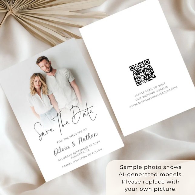 Save The Date Mariage moderne avec superposition de photo et cod (Créateur téléchargé)