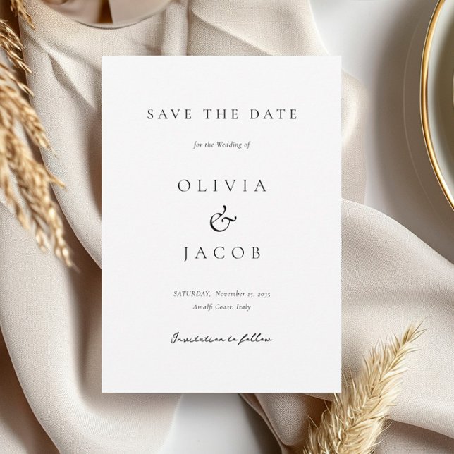 Save The Date Mariage moderne blanc élégant (Créateur téléchargé)