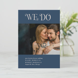 Save The Date Mariage Moderne Bleu Nuit Blaire