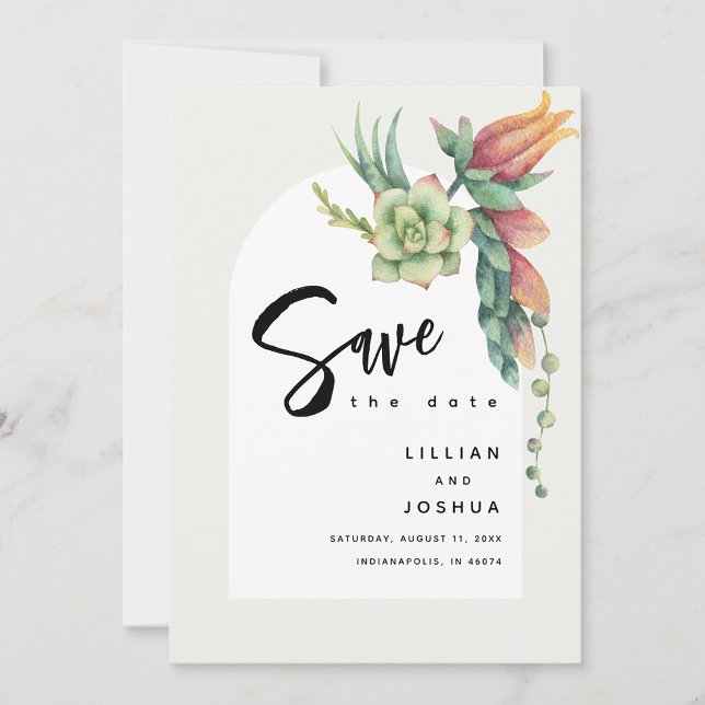 Save The Date Mariage Moderne Bohème Floral Botanique Succulents (Créateur téléchargé)