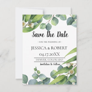 Save The Date Mariage moderne chic Eucalyptus Enregistrer la dat