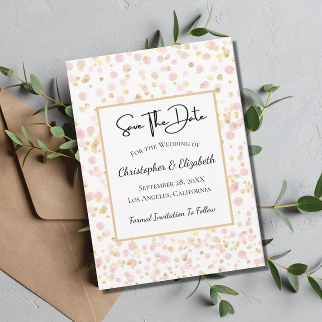 Save The Date Mariage Moderne Chic Rose Doré (Créateur téléchargé)