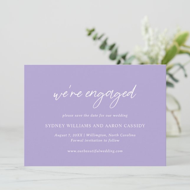 Save The Date Mariage Moderne de Sydney Lavender (Debout devant)