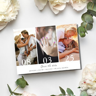 Save The Date Mariage moderne de trois photos Sauvez la date