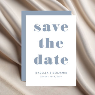 Save The Date Mariage moderne Dusty Blue Typography