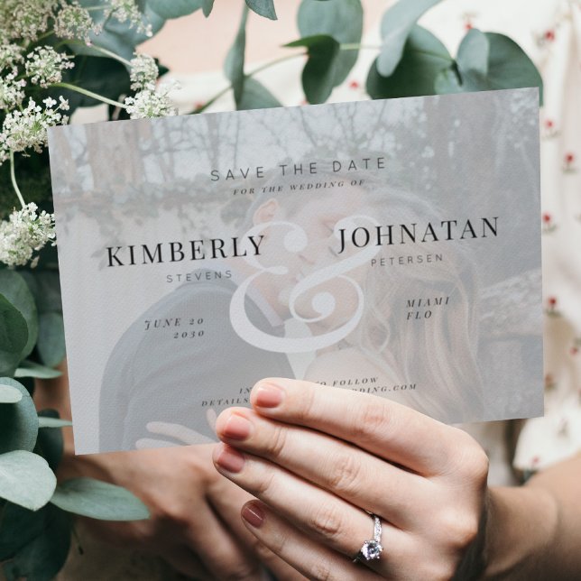 Save The Date Mariage moderne élégant avec 2 photos personnalisé (Créateur téléchargé)