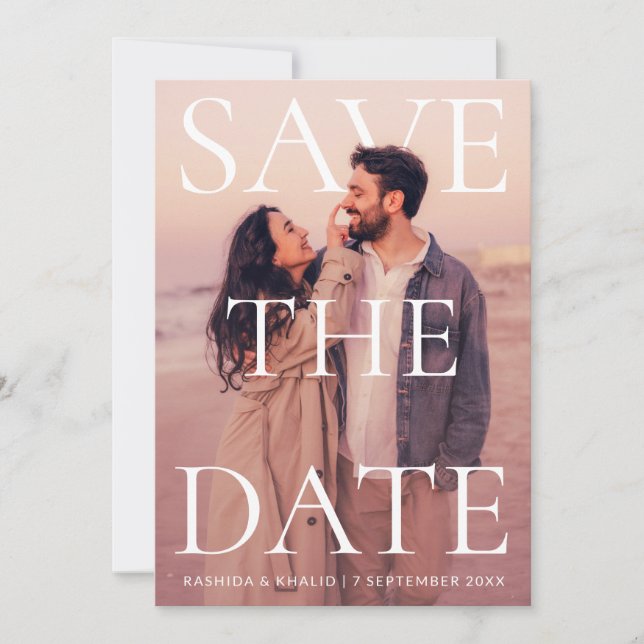 Save The Date Mariage Moderne Élégant avec Typographie de Photo  (Devant)