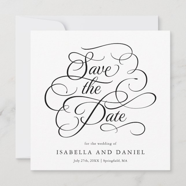 Save The Date Mariage Moderne Élégant Calligraphie Script (Devant)