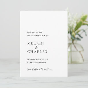 Save The Date Mariage Moderne Élégant en Noir et Blanc