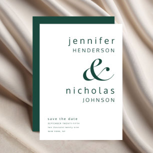 Save The Date Mariage moderne Emerald Green Ampersand